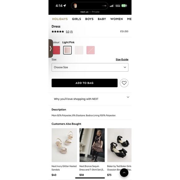 Baker by Ted Baker Pleated Scuba Dress Pink Girls Sz 8 $87 NWT - Picture 4 of 16